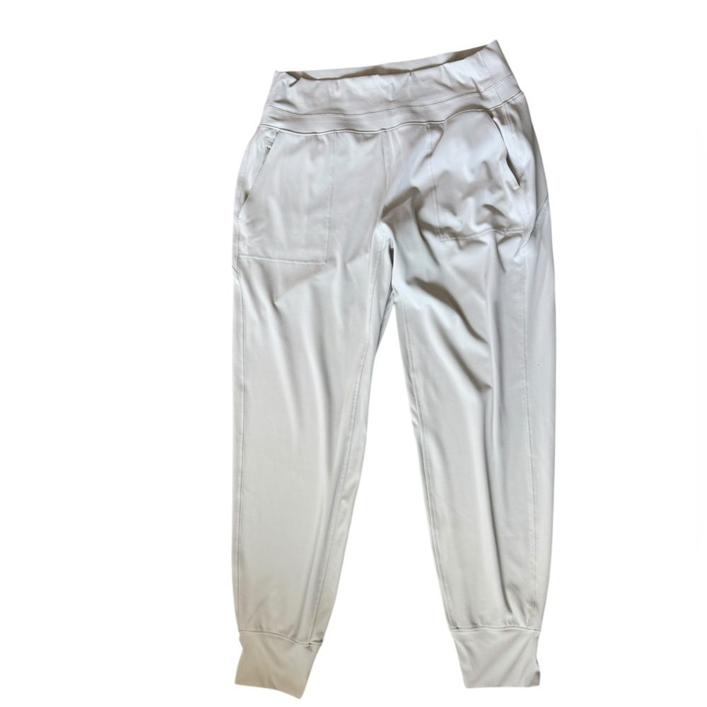 Athleta Light Gray Joggers L Tall High Rise Athleisure Travel Lounge Minimalist